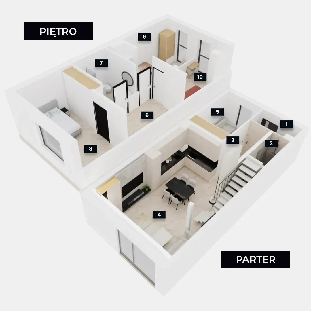 Wizualizacja rzutu parteru i piętra